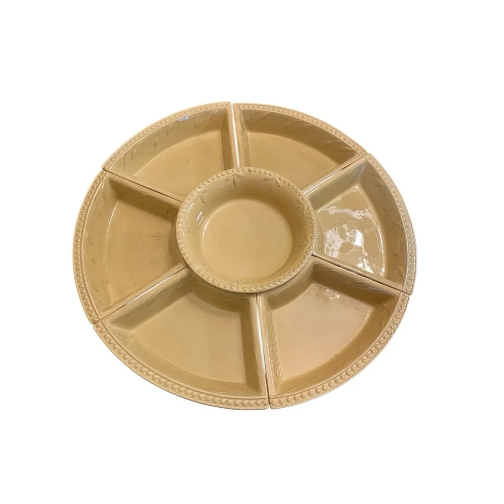 Signature Sorrento Wheat Gold 7 Piece Lazy Susan by Debby Segura 2006 Large 20